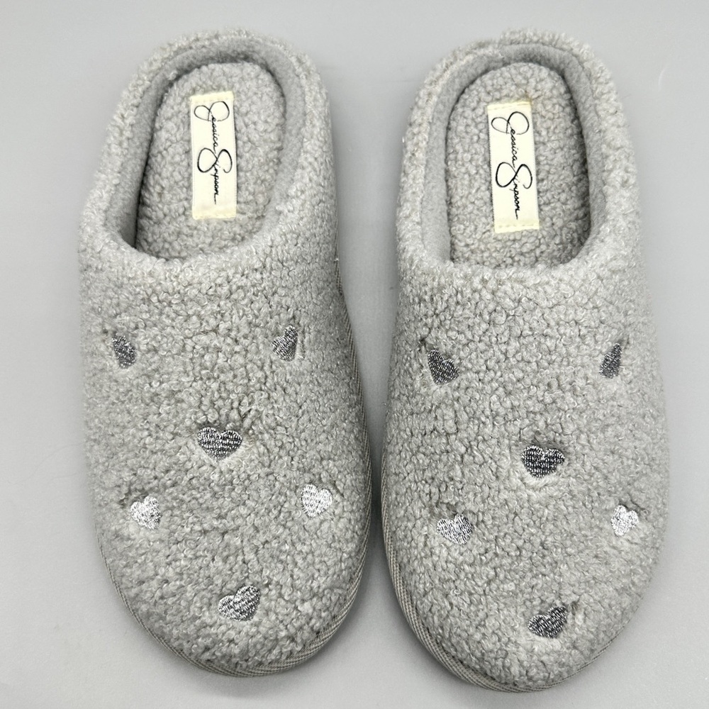 Jessica Simpson Gray Memory Foam Slippers – Size S (6–7) Indoor/Outdoor